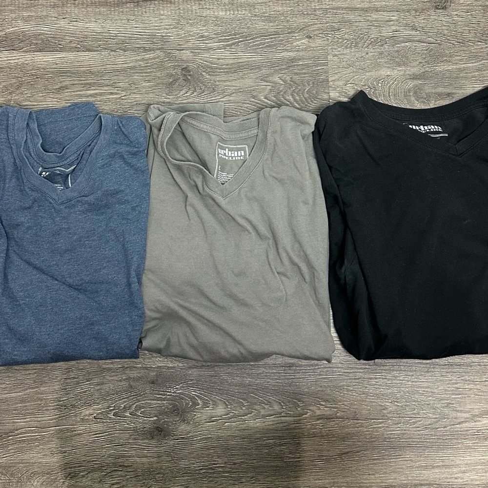 Urban Pipeline 3 Piece Bundle Short Sleeve Tees - Blue, Gray, Black Size Large